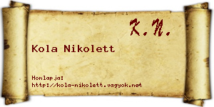 Kola Nikolett névjegykártya