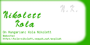 nikolett kola business card